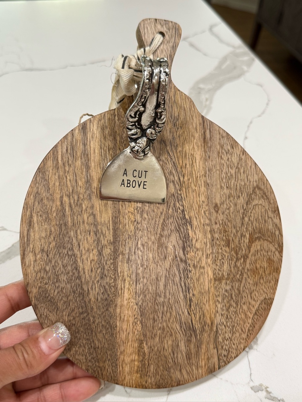 Mud Pie "A Cut Above" Mini Wood Cheese Board & Silver Spreader Set